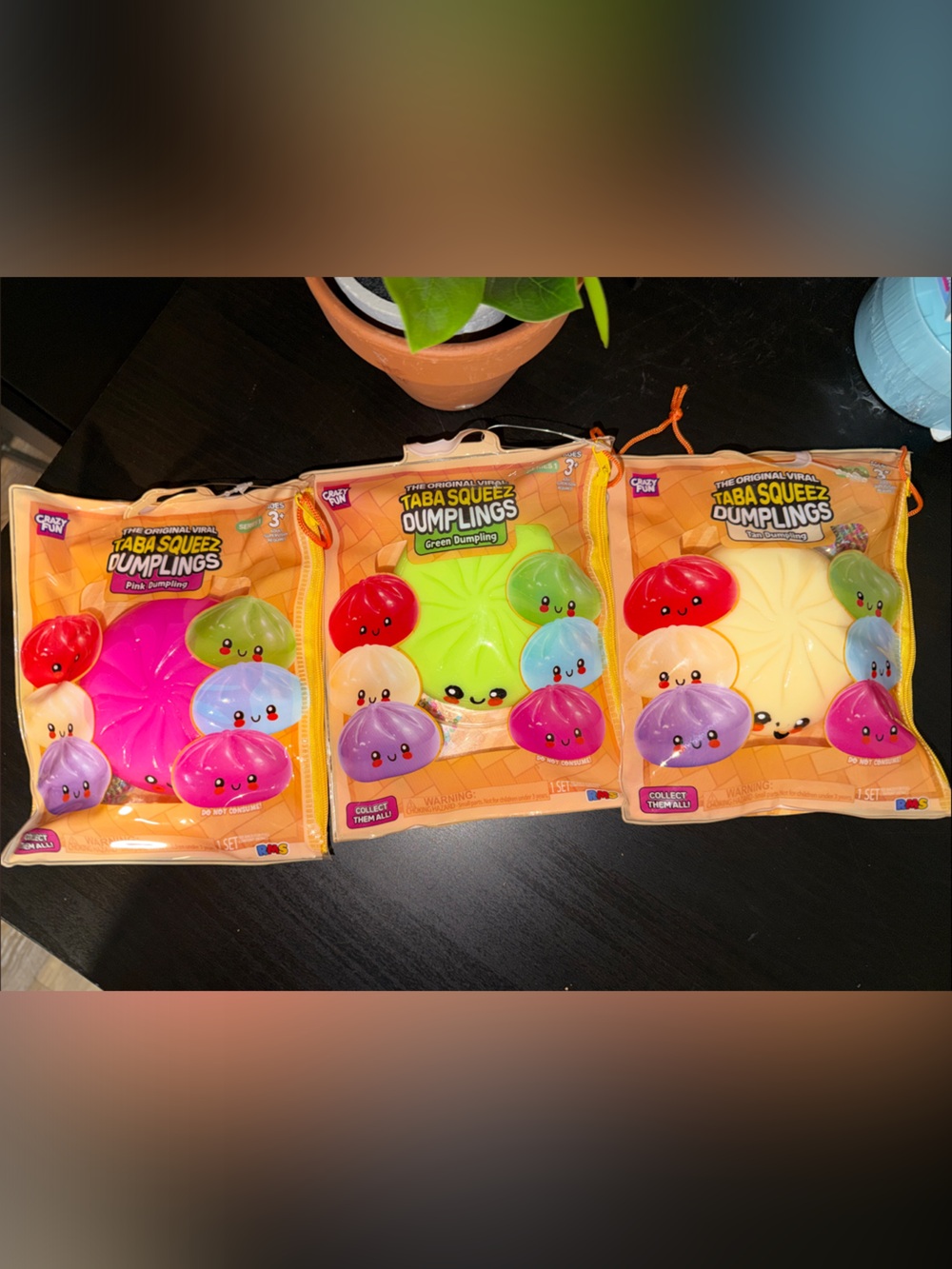 THREE New Release RMS Taba Crazy Fun Squeez Dumplings Pink Green & Tan
